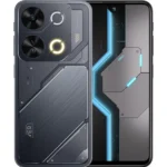 Itel P65 smartphone in Cyber Blaze color showing 6.7-inch display and rear 50MP camera – ideal for Lipamdogomdogo buyers in Nairobi